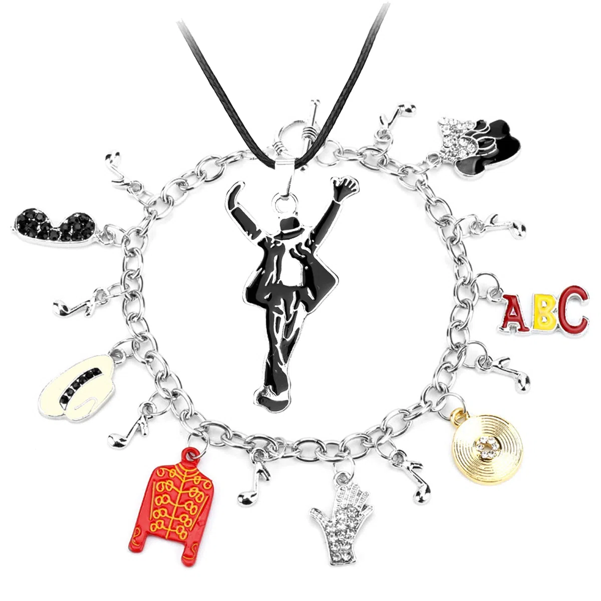 MJ Jackson - Collar y pulsera para fanáticos de MJ Michael, para hombres y niños, colección conmemorativa