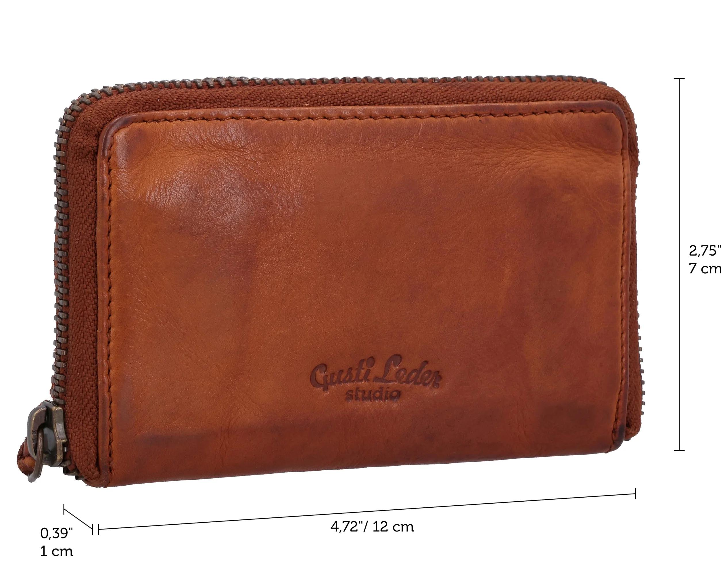 Gusti Monedero de piel - Aenna Monedero Monedero Vintage Coñac Cuero