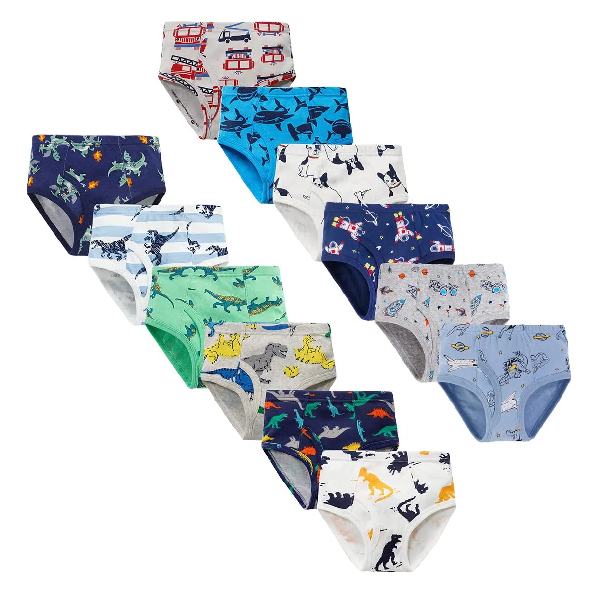 Calzoncillos Niño Algodón Ropa Interior Paquete de 12, Slips Niños 2-10 Años