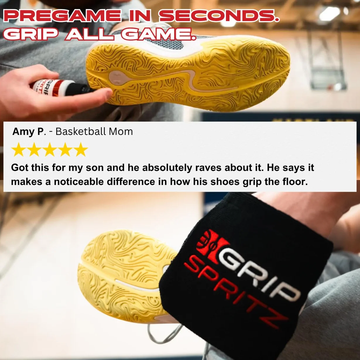 Grip Spritz - Spray de Agarre para Zapatos de Baloncesto, Mejora la tracción de la Suela y el Agarre de la cancha, rejuvenece y alarga la Vida útil de los Tenis, Agarre Antideslizante y Mejora el