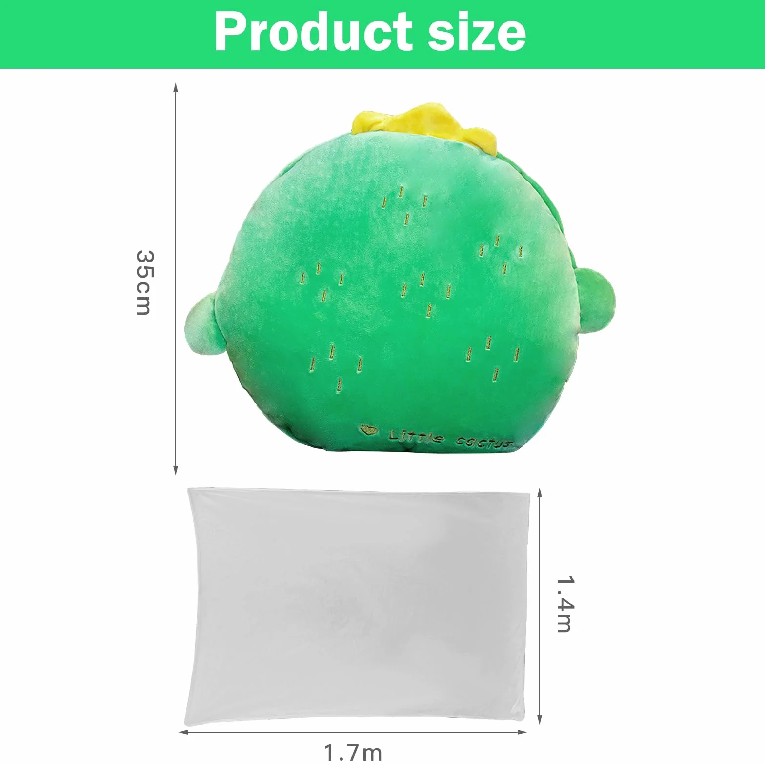 MeYuxg Manta de Viaje y Almohada de 140 x 170 cm con Funda, Almohada para la Siesta 3 en 1, Cojín para el Respaldo del Sofá del Coche para Niños Niñas, Regalos Suaves para Adultos (Cactus)