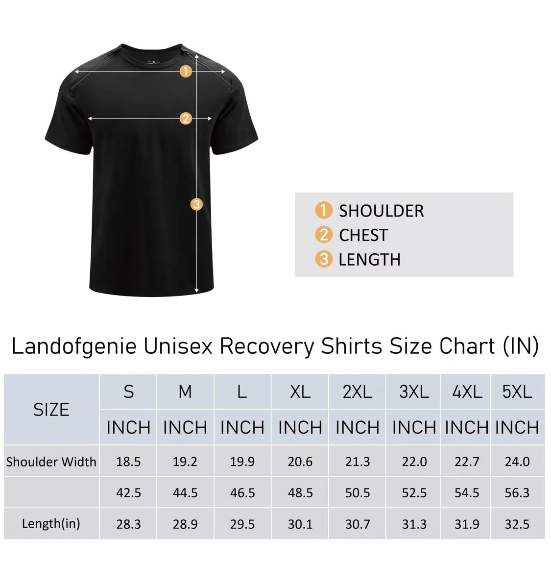 Landofgenie Camisetas Deportivas Unisex después de cirugía de Hombro para Hombre y Mujer, Camiseta Funcional con Cremalleras Laterales Izquierda y Derecha, Camisetas Activewear, Negro