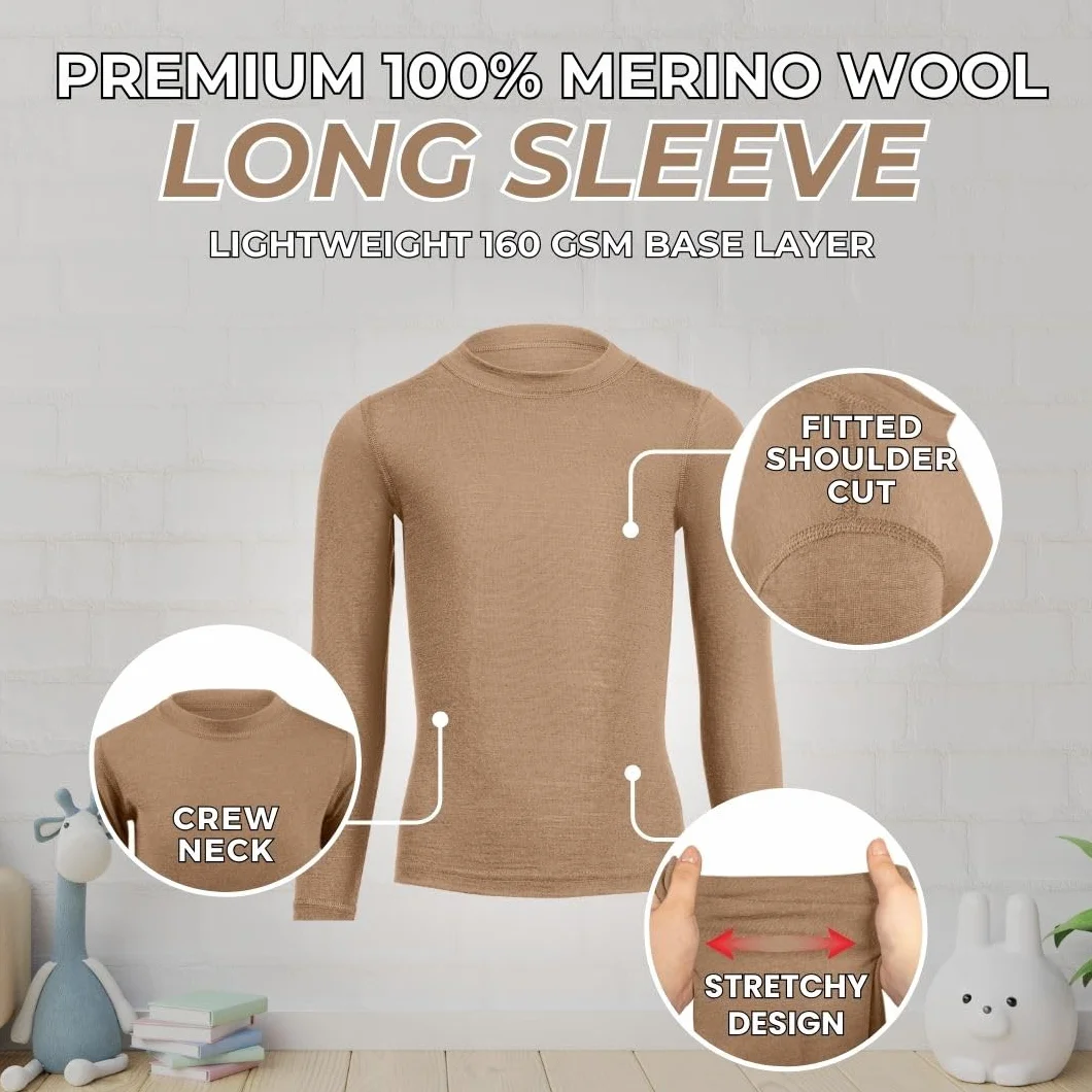 menique Camiseta unisex de manga larga para niños y niñas de merino orgánico