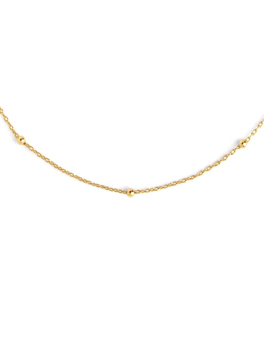 SINGULARU - Collar Dots. Colgante en Plata de Ley 925 con mini Bolitas a lo largo de la Cadena. Talla Unica. Baño de Oro de 18 Kt o Rodio. Joyas para Mujer