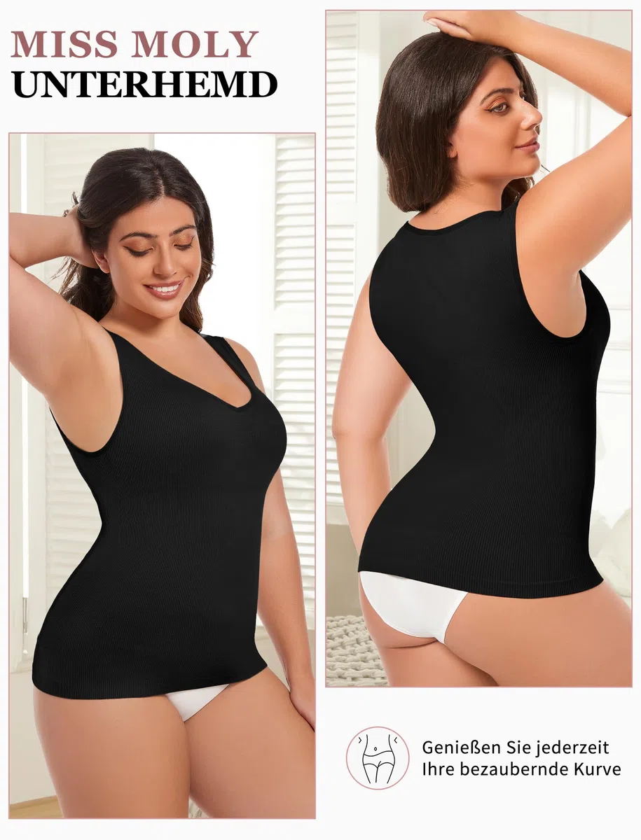 MISS MOLY Shapewear - Camiseta interior para mujer, sin costuras, moldeadora de figura, moldeadora de cuerpo, moldeadora
