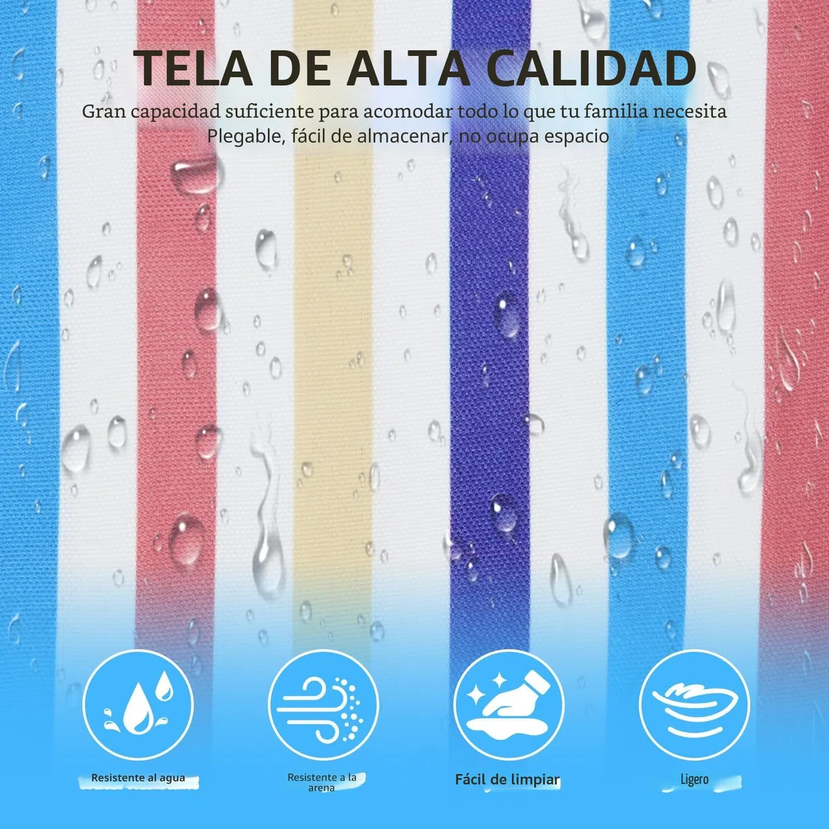 Bolso de playa COVVY, extra grande para mujer, con cierre de cremallera, impermeable, con funda para teléfono, abrebotellas, múltiples bolsillos, resistente al agua, a prueba de arena, plegable