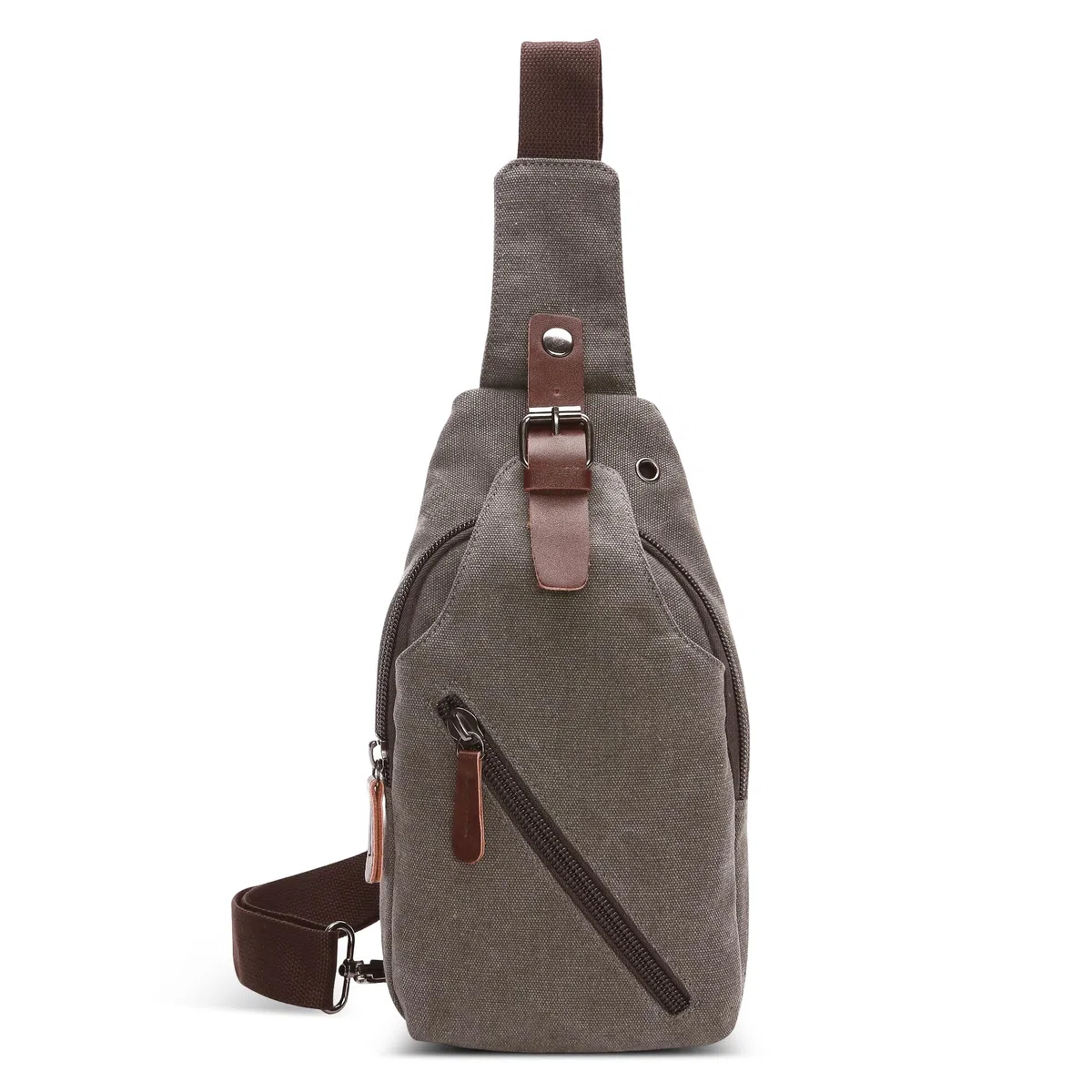 Hombre Bolsa de Pecho Pequeña Bolsa Mensajero para 7.9 Pulgada iPad con Orificio para Auriculares Adecuado Viajar Montañismo Trabajar Casuale Lienzo Cómodo Bolso Bandolera Hombre Gris