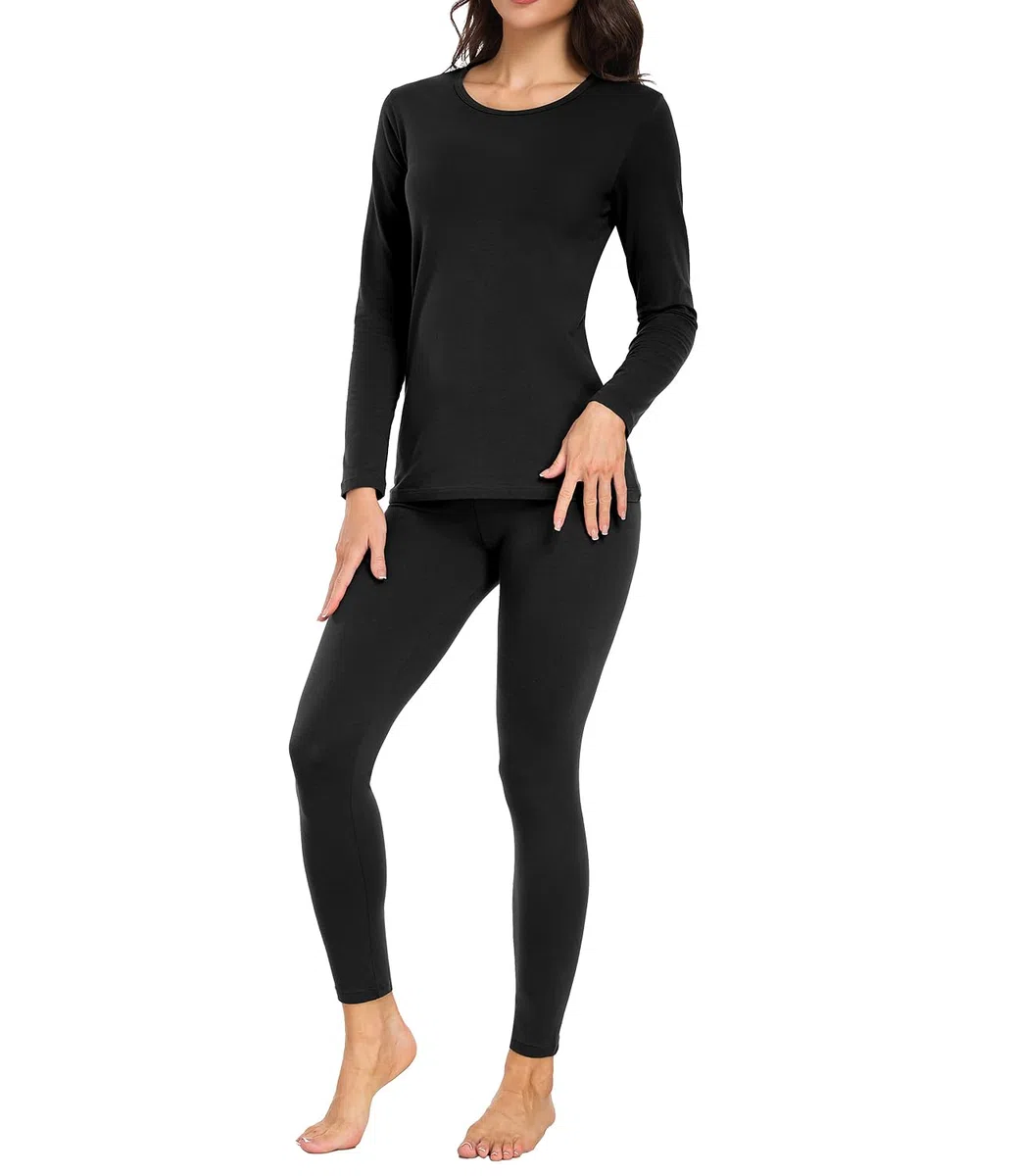 wirarpa Conjunto térmico de algodón para Mujer: Capa Base cálida, Parte Superior Ligera de Manga Larga y Pantalones de Pijama