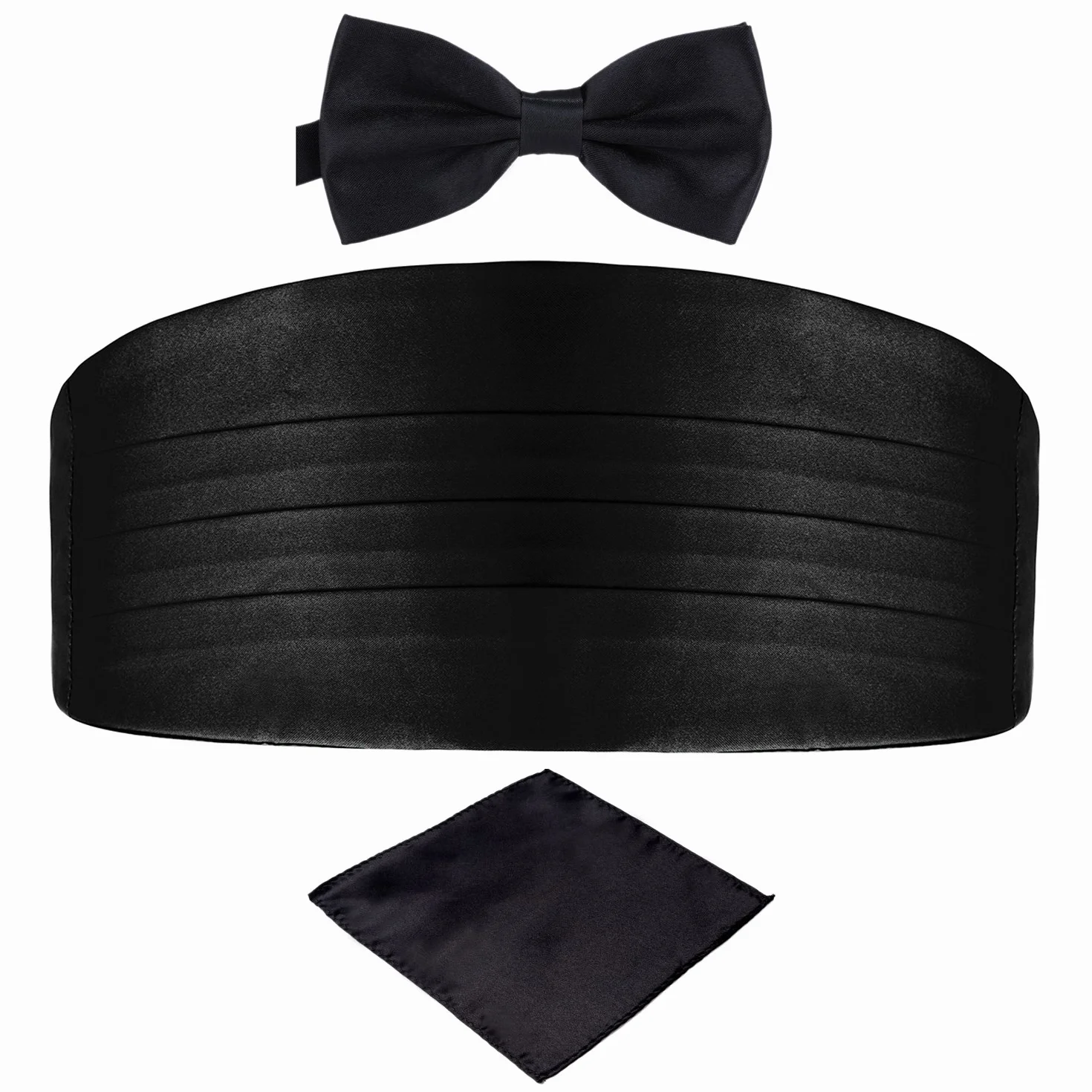 DonDon Set de tres piezas Caballero Faja de esmoquin Pajarita Pañuelo de bolsillo Color a juego Espléndido para ceremonias y ocasiones especiales