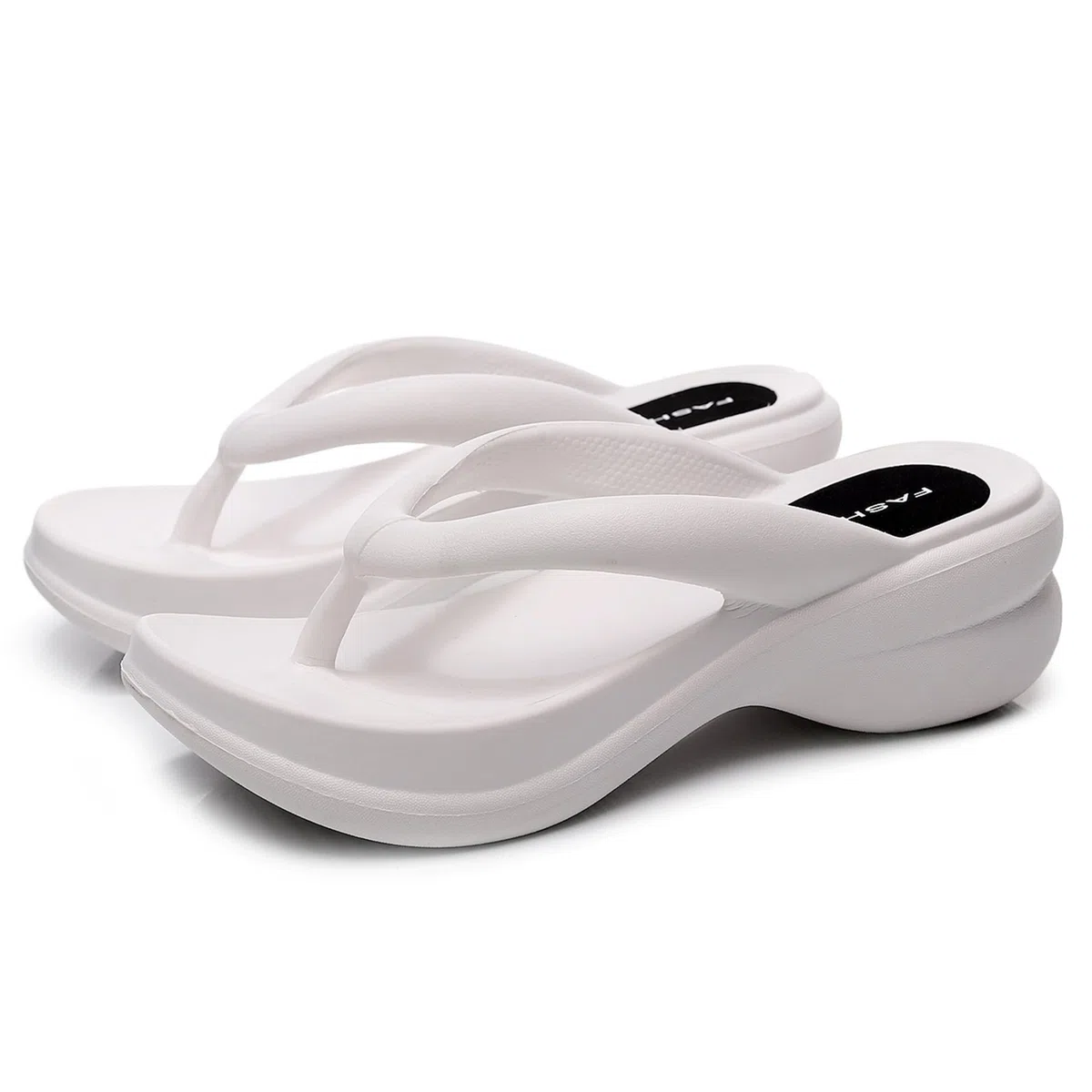 New front Chanclas de Fondo Grueso para Damas Nuevas de Verano Tacón de Cuña Arrastra Usar Sandalias de Playa con Punta de Clip Caseras Cómodas