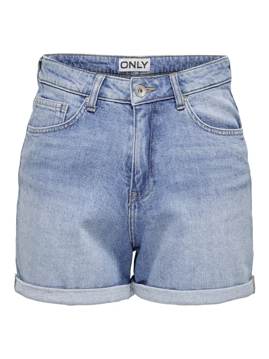 ONLY Pantalones Cortos de Mezclilla de Cintura Alta para Mujer de la Marca, cómodos para el Verano.