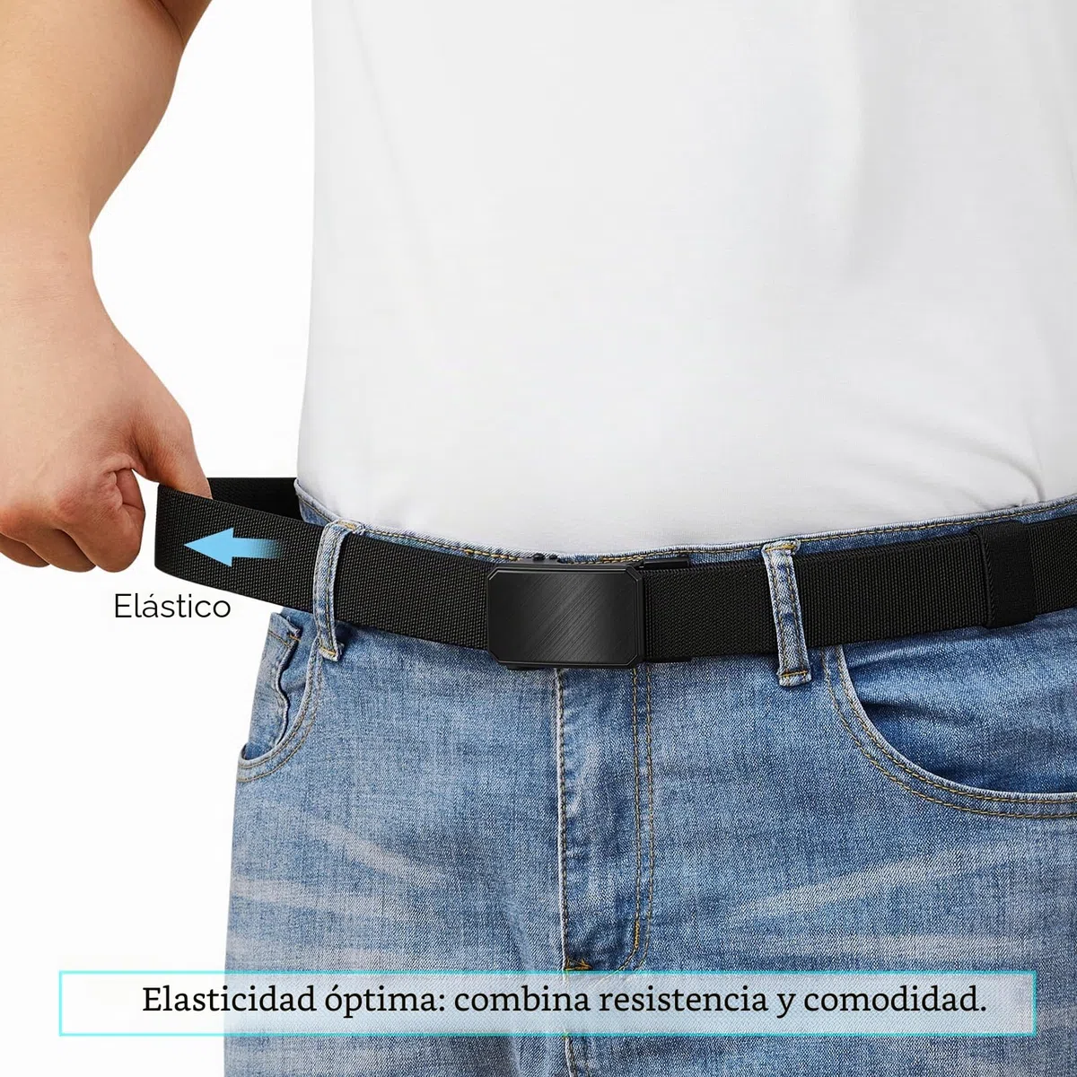 LionVII Cinturón elástico de trinquete con hebilla automática, cinturón de trabajo para hombre para cintura de 75 – 125 cm (28-49 pulgadas)