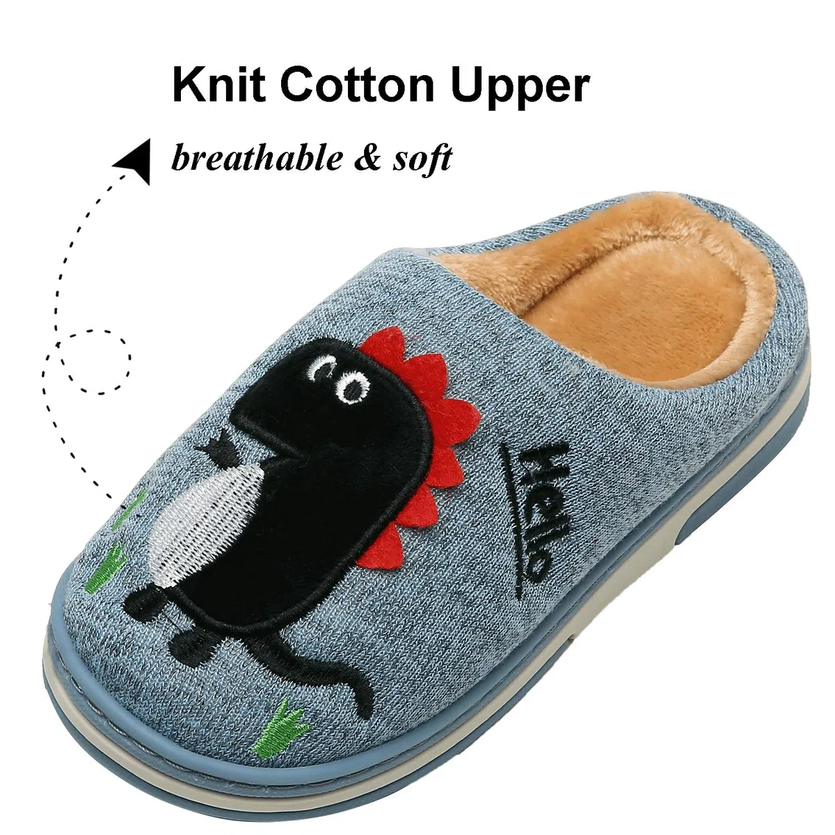 INMINPIN Zapatillas de Estar por Casa para Niñas Niños Caliente Pelusa Pantuflas de Invierno Lindo Zapatos Interior de Algodón con Dinosaurio de Dibujos Animados