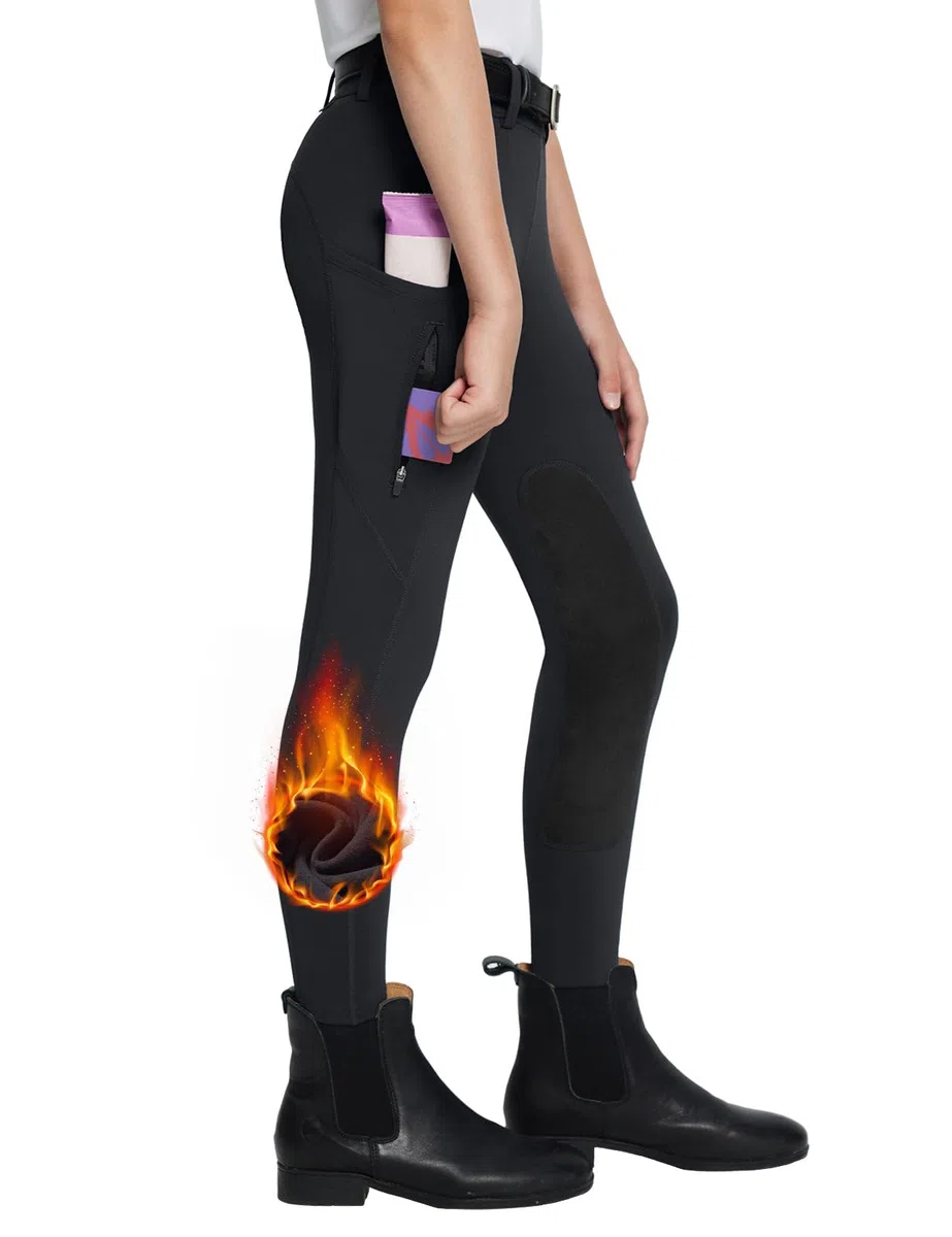 baleaf Pantalones de Montar para Chicas, Largos para Caballerizas Invierno Leggings Térmicos con 2 Bolsillos