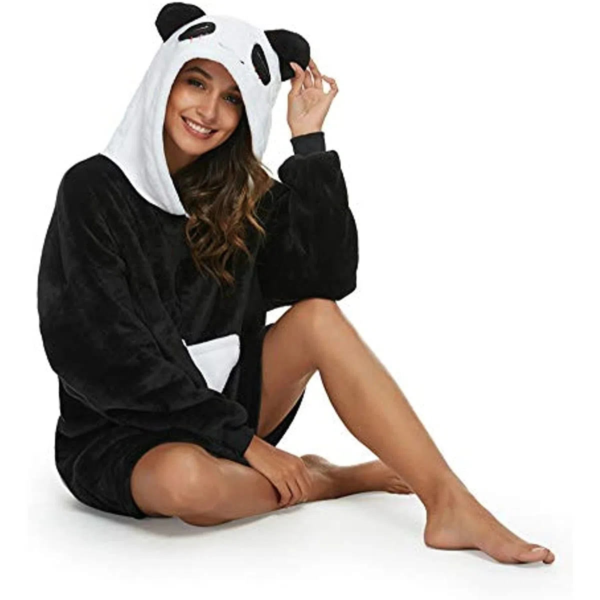 LATH.PIN Panda Manta-sudadera de gran tamaño con capucha de franela, unisex