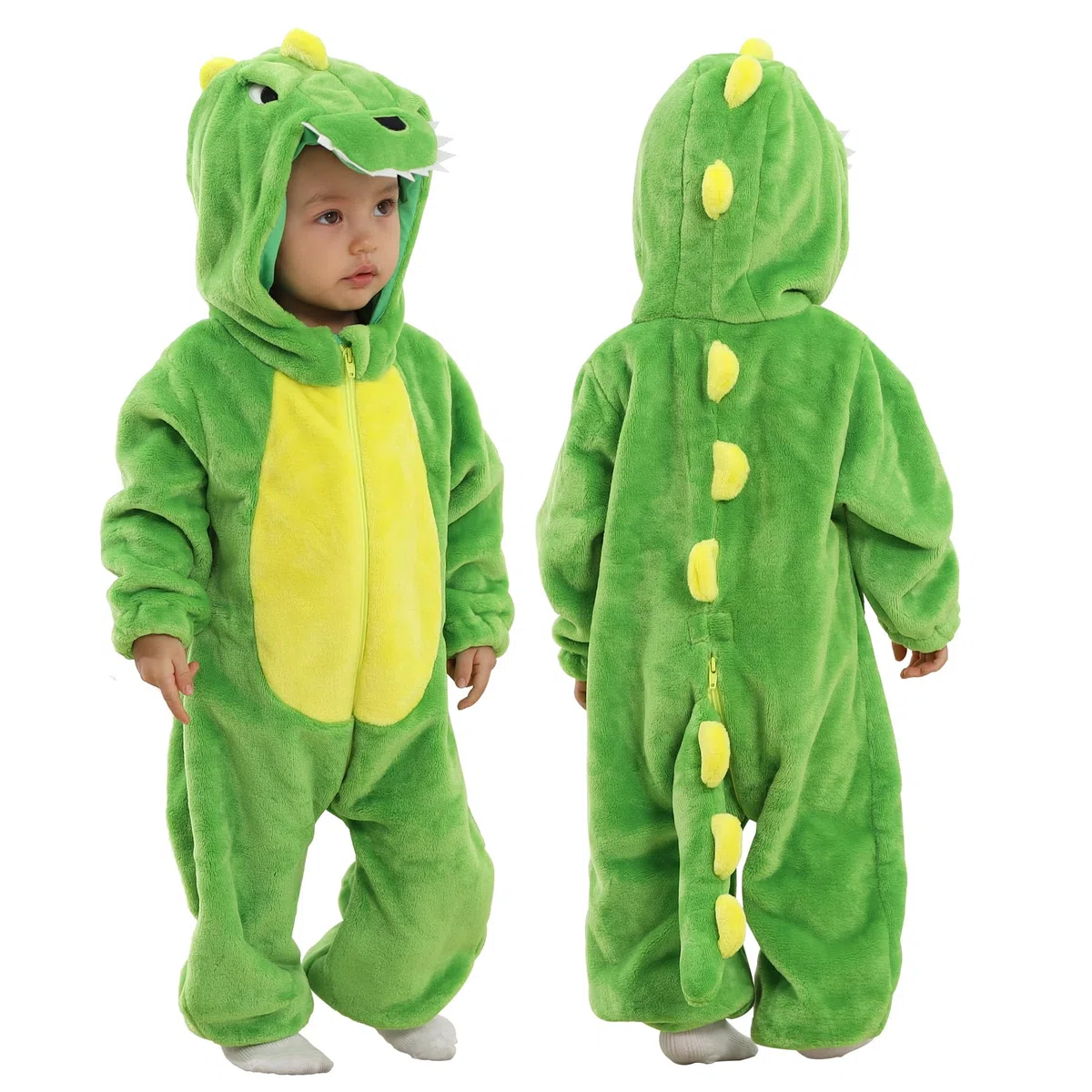 Mameluco de bebé para Halloween Monos de Franela de Animale Traje de Animales Ropa con Capucha Cálido Lindo Pijama