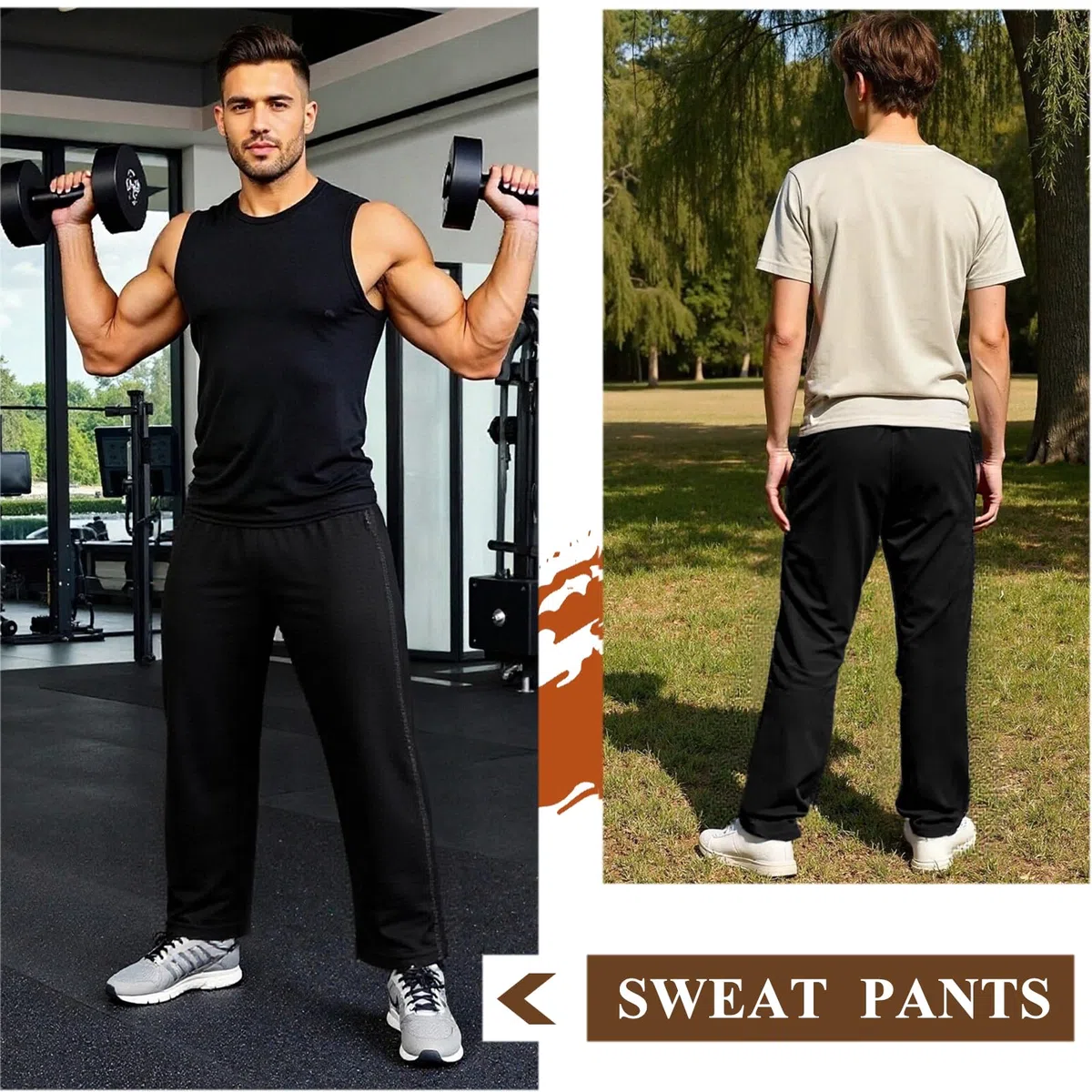 Pantalones de Chándal para Hombre Pantalones Deportivos Jogging Entrenamiento de Ocio con Cremallera Completa Pantalón de Rehabilitación Ropa Deportiva con Bolsillos