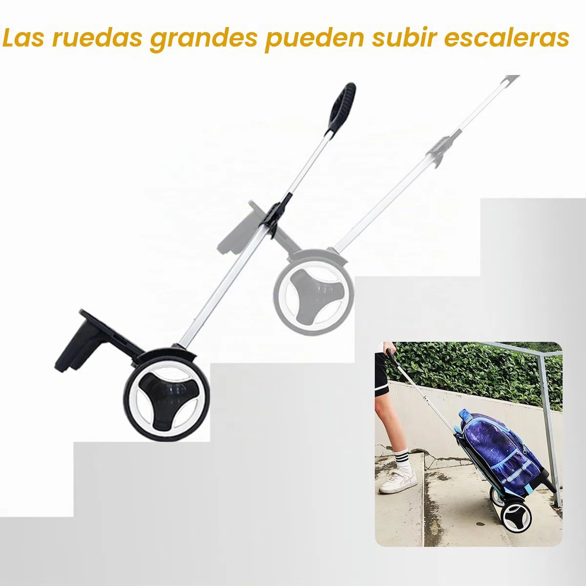 Respaldo de carro plegable de aleación de aluminio con ruedas silenciosas y correa para equipaje para mochilas y carritos