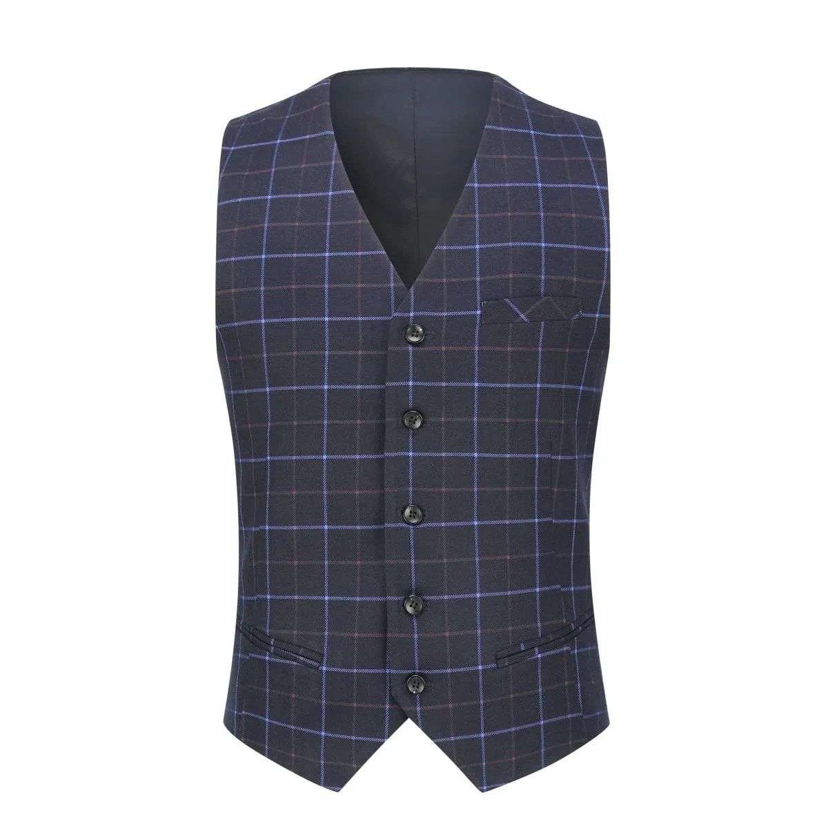 Allthemen - Traje para Hombre, Formal, a Cuadros, Ajustado, Traje de 3 Piezas para Boda de Negocios