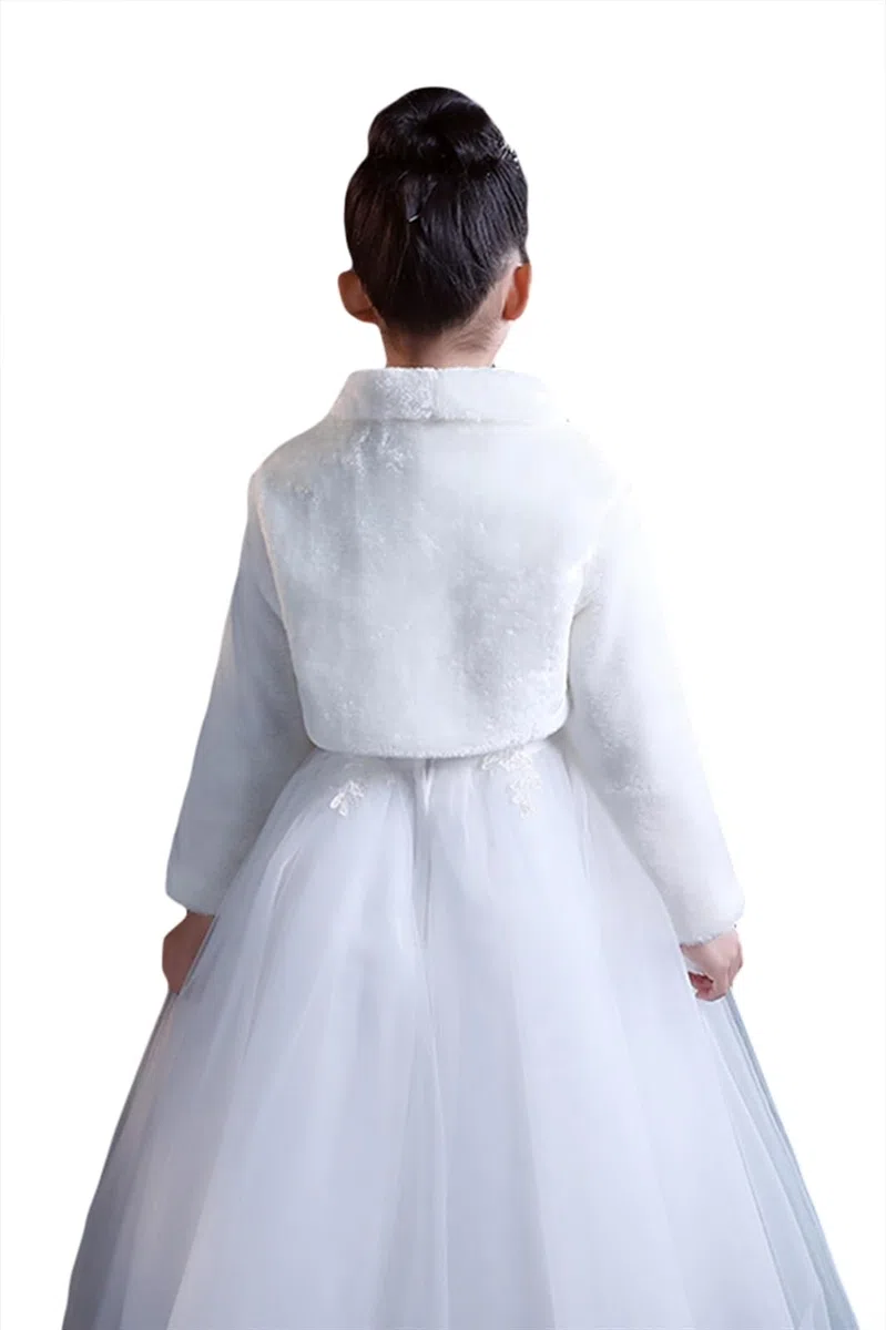 Princesa de Niña Cárdigan Chal de Piel Sintética Chaquetilla de bolero niña Fiesta de Flor Capa de Princesa Accesorios de Vestido con manga larga