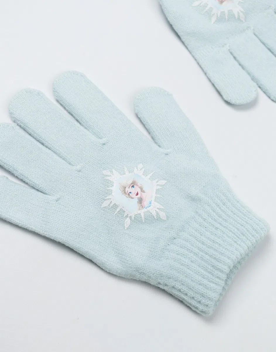 Disney Frozen Elsa - Conjunto de gorro y guantes para niñas, color azul claro, accesorios cálidos de invierno para niños con diseño de personajes