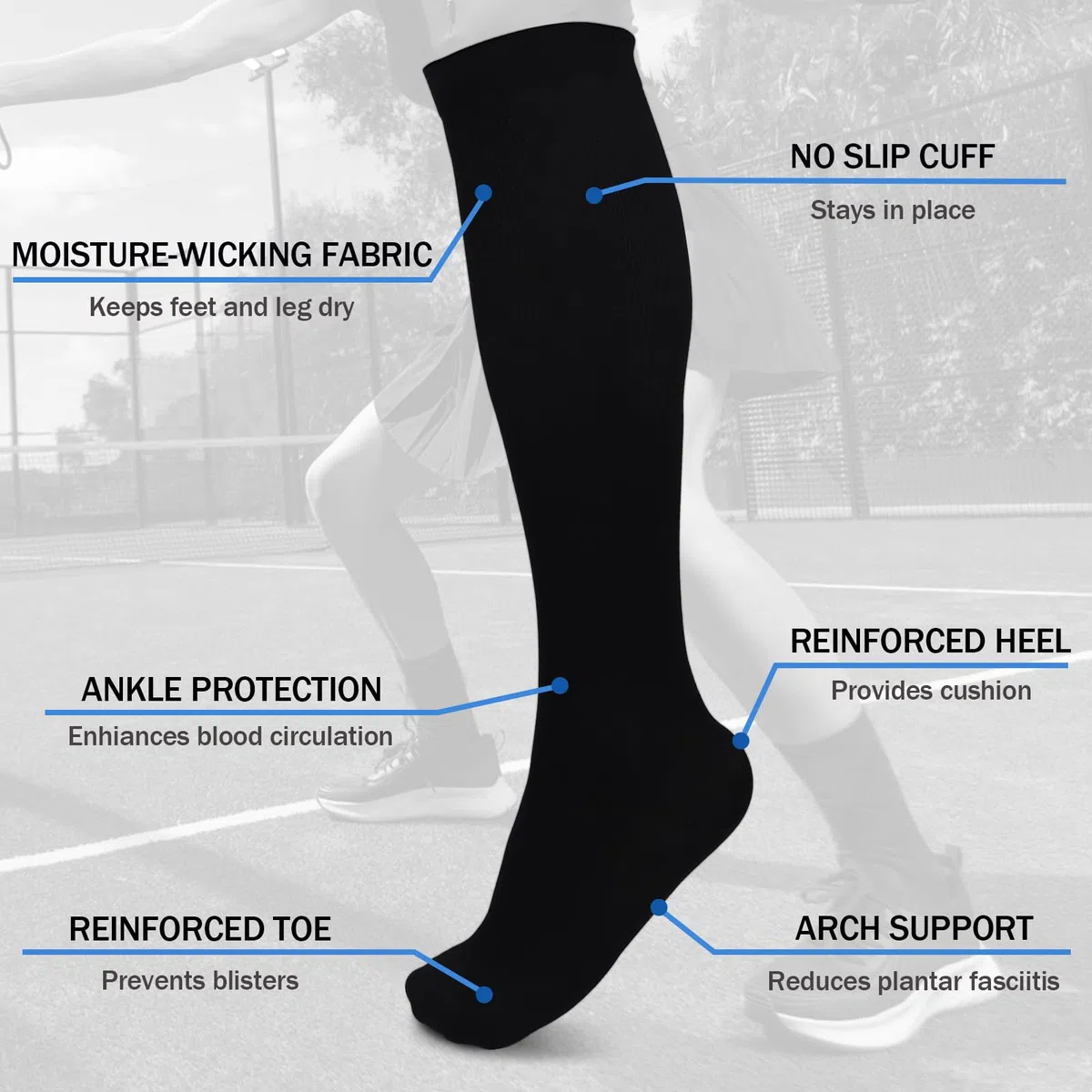 3 Pares Calcetines de Compresión Hombre Mujer,para Enfermeros, Correr, Maternidad, Vuelos, Viajes, Deportes,Ciclismo,Tallas Uniformes