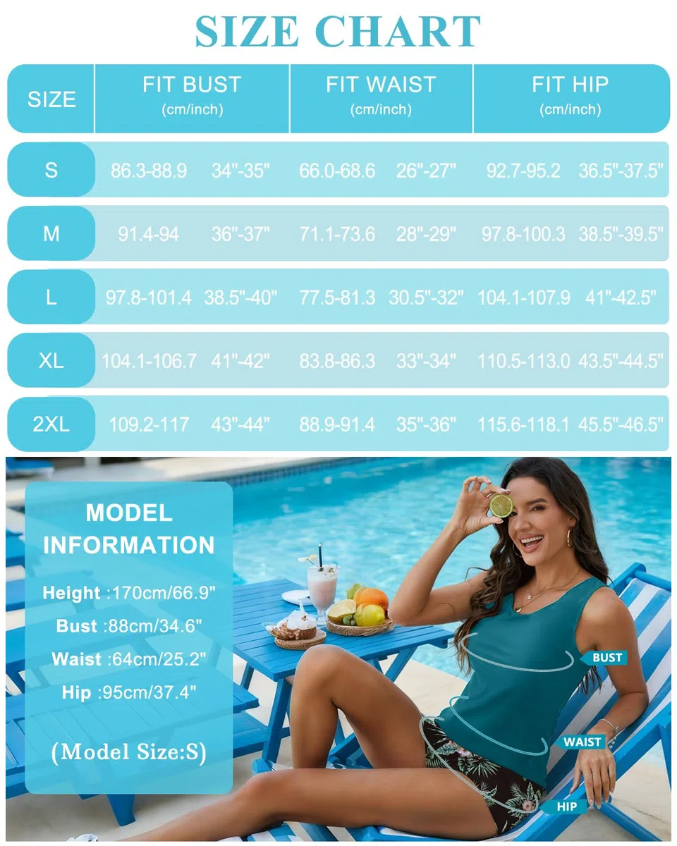 CheChury Tankini de Baño Mujer Reductores Conjuntos de Tankinis Push Up Bañador Tallas Grandes Bikini Ropa Playa con Shorts Swimsuit Sexy Verano Cuello en U Deportivo Trikinis Playa Bañadores