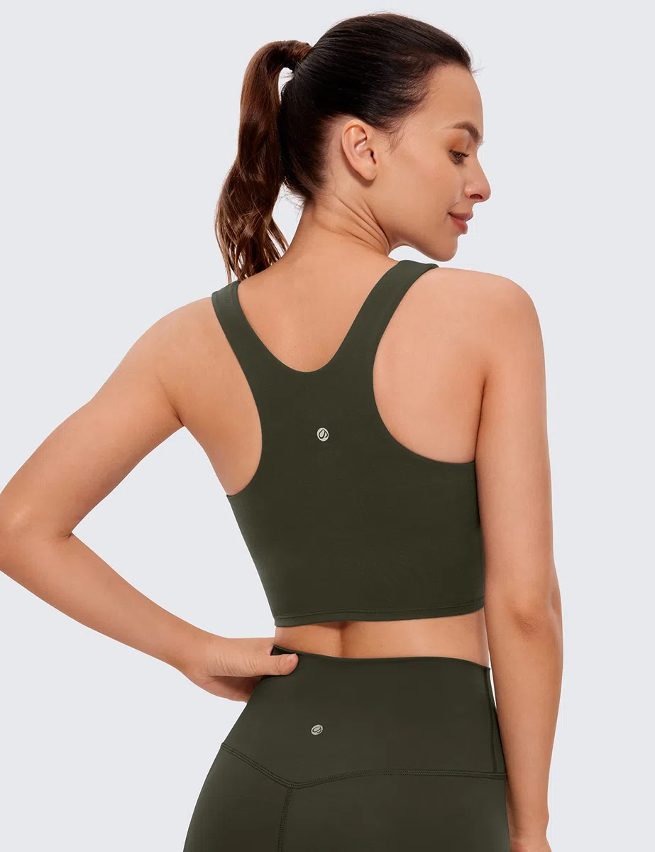 CRZ YOGA Butterluxe Mujeres Y-Espalda Elevado Cuello Palangre Sostén Deportivo - Acolchado Cultivo Tanque Tops