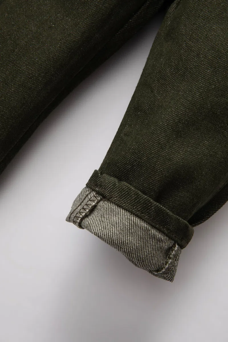 DeFacto Monos vaqueros para bebés niños: elegantes petos vaqueros para bebés niños, monos modernos para bebés, manga larga, verde, talla bebé