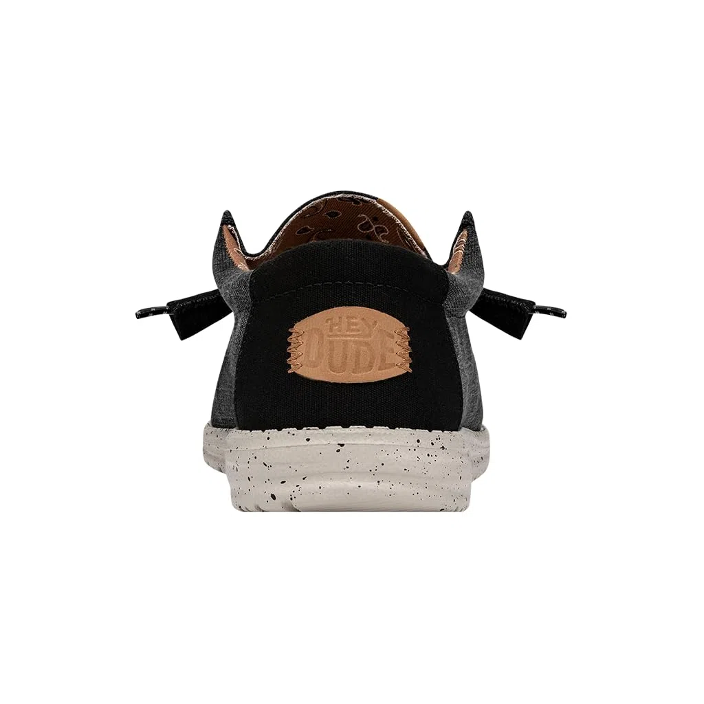 HEYDUDE Men Wally Washed Canvas Black Casual Moccasin 43 EU