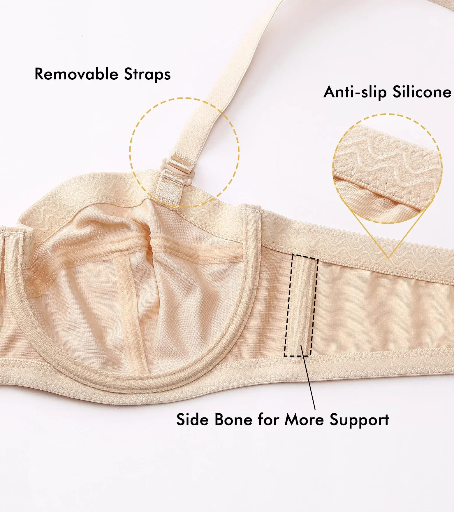 DELIMIRA - Sujetador Sin Tirantes con Aros Sin Relleno para Mujer