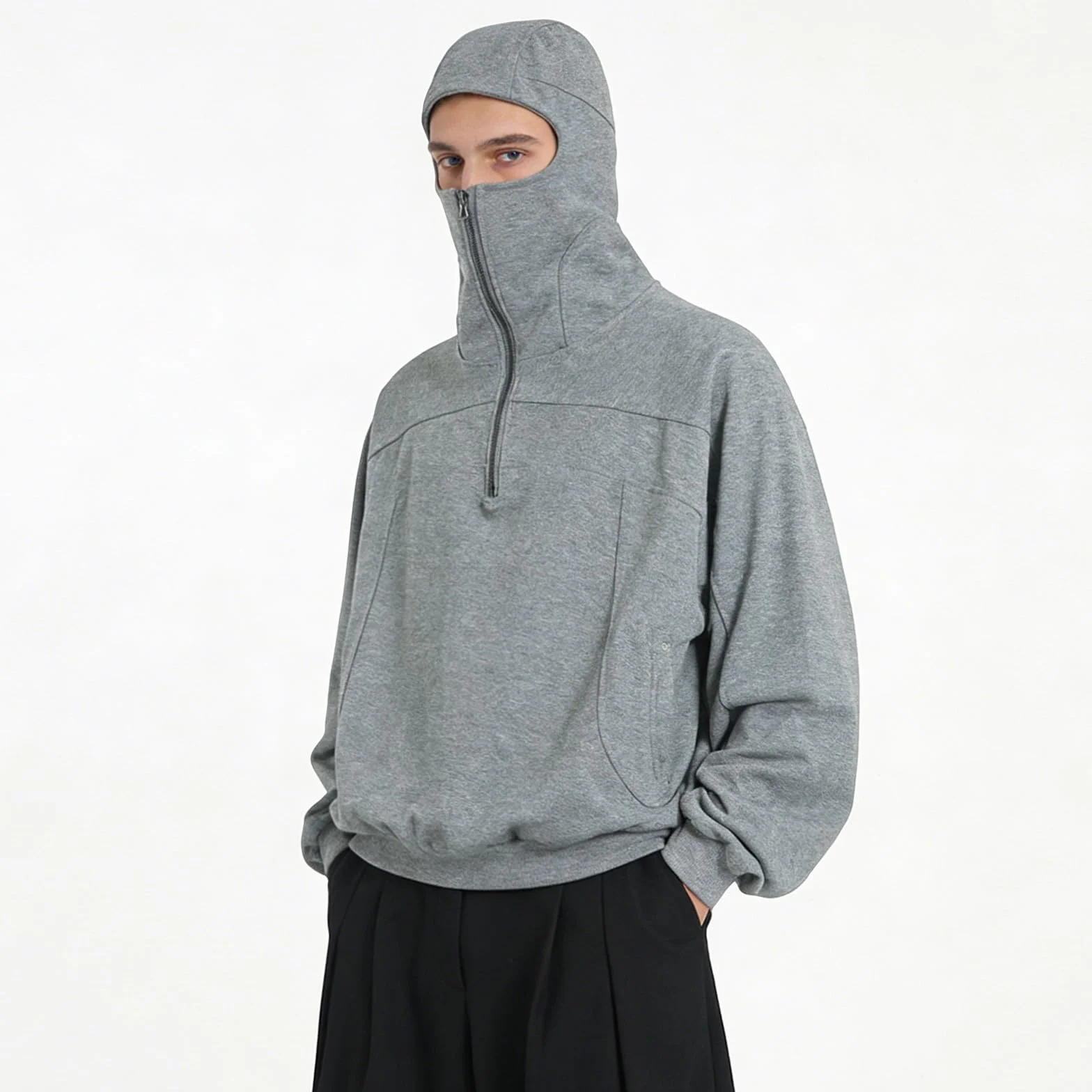 Sudadera para Hombre con Capucha Y Pasamontañas Sudaderas con Capucha Y Cremallera Forro Polar Cremallera Pasamontañas Sudadera Chaqueta De Manga Larga Abrigo De Entretiempo