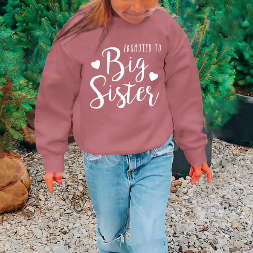 CM C&M WODRO Sudadera Big Sister Anuncio de Bebé Suéter Niñas Niños Camiseta de Manga Larga Promocionado a Hermana Grande Traje Recién Nacido Jersey Hermanos Ropa de Bebé Ropa Cálida para Niños