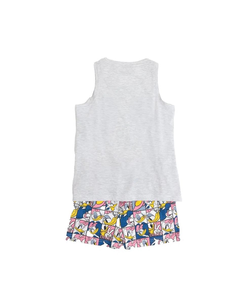 Disney Pijama niña Verano algodón - Pijama sin Mangas Daisy Poses para niña – pantalón Corto con Cinturilla elástica Estampado – Tejido Suave al Tacto, Gris Jaspe - Talla 8 años