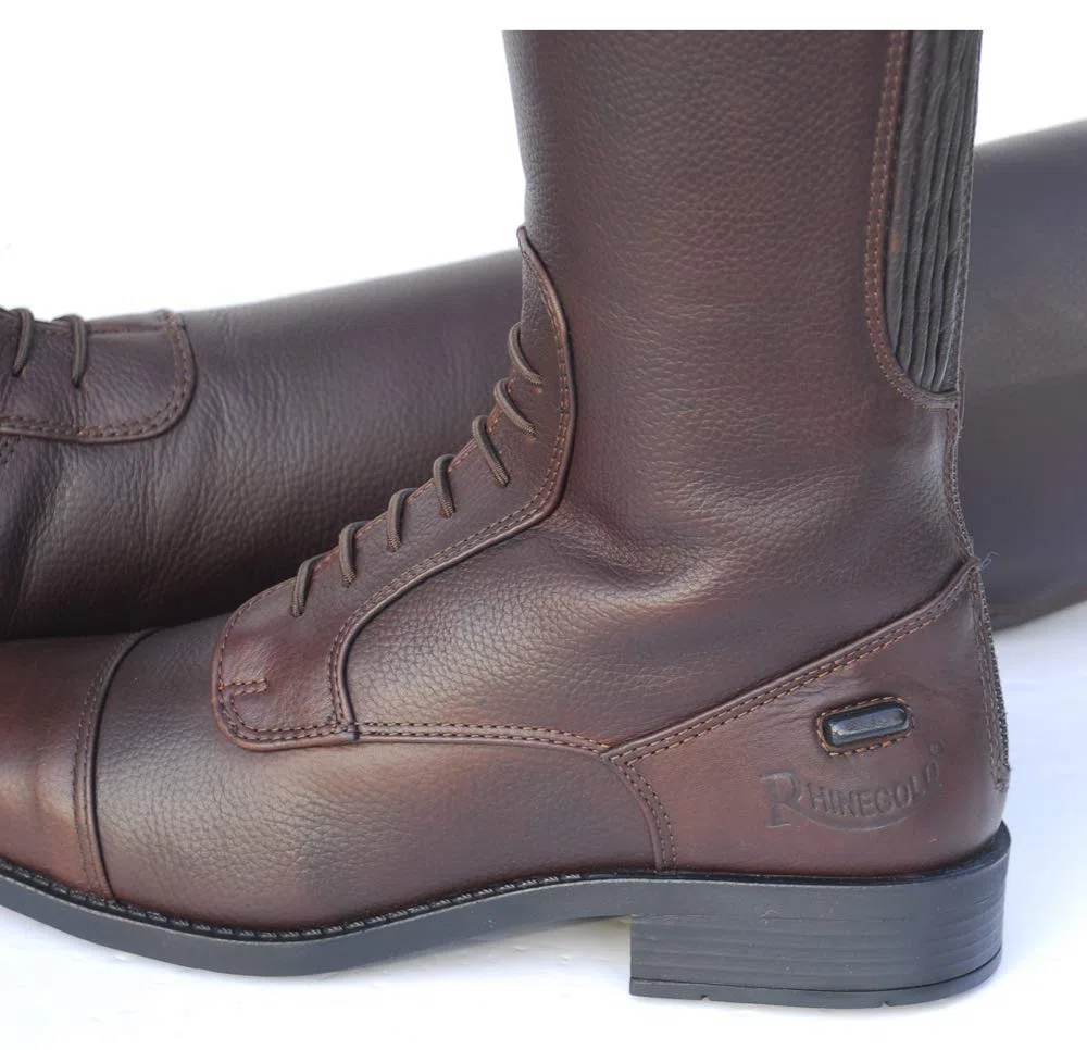 Rhinegold Elite Luxus - Botas de equitación de Piel con Cordones, Color marrón