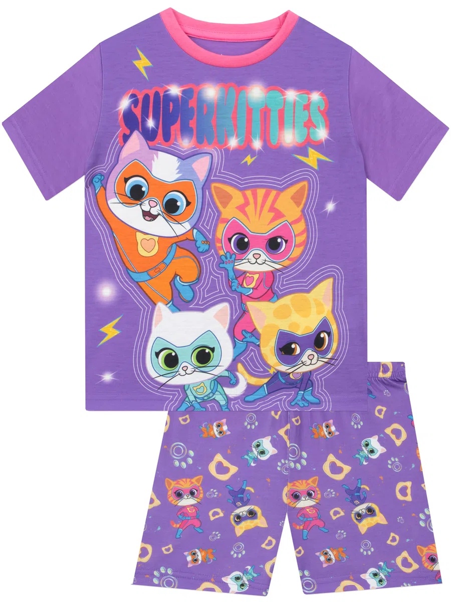 Disney SuperKitties Pijamas Niña, Pijama Chica de Manga Larga, Adorables Conjuntos de Pijama Niña