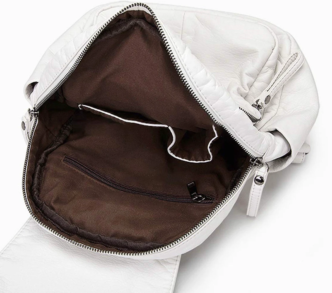 BUKESIYI Mujer Bolsos Mochila Niña Vestir Antirobo Pequeña Casual Bandolera Portatil PU Cuero Piel ES78179 Gyöngyfehér