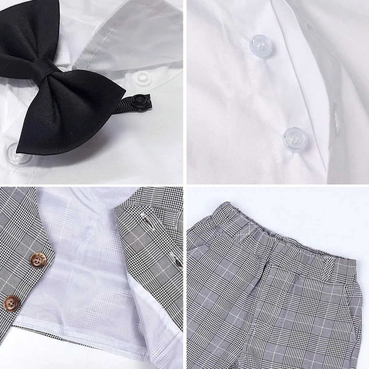 mintgreen Bebé Traje de 3 Piezas, Conjunto de Traje de Bautizo Camisa + Chaleco + Pantalones Cortos + Pajarita, 1-6 años