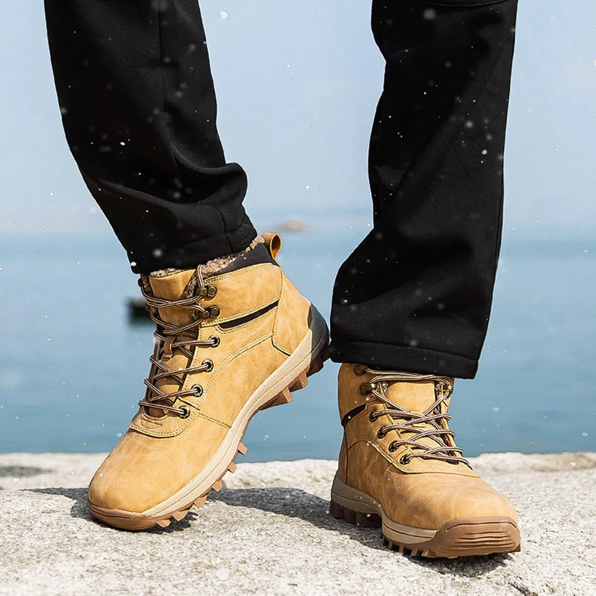 Ocio Temporada fría, Nieve algodón Acolchado, Botas Altas, Zapatos Transpirables para Estudiantes y Adolescentes, Hombre, Antideslizantes y cálidos para el frío_1
