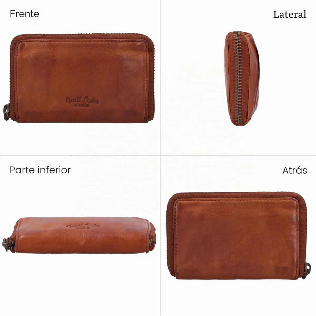 Gusti Monedero de piel - Aenna Monedero Monedero Vintage Coñac Cuero