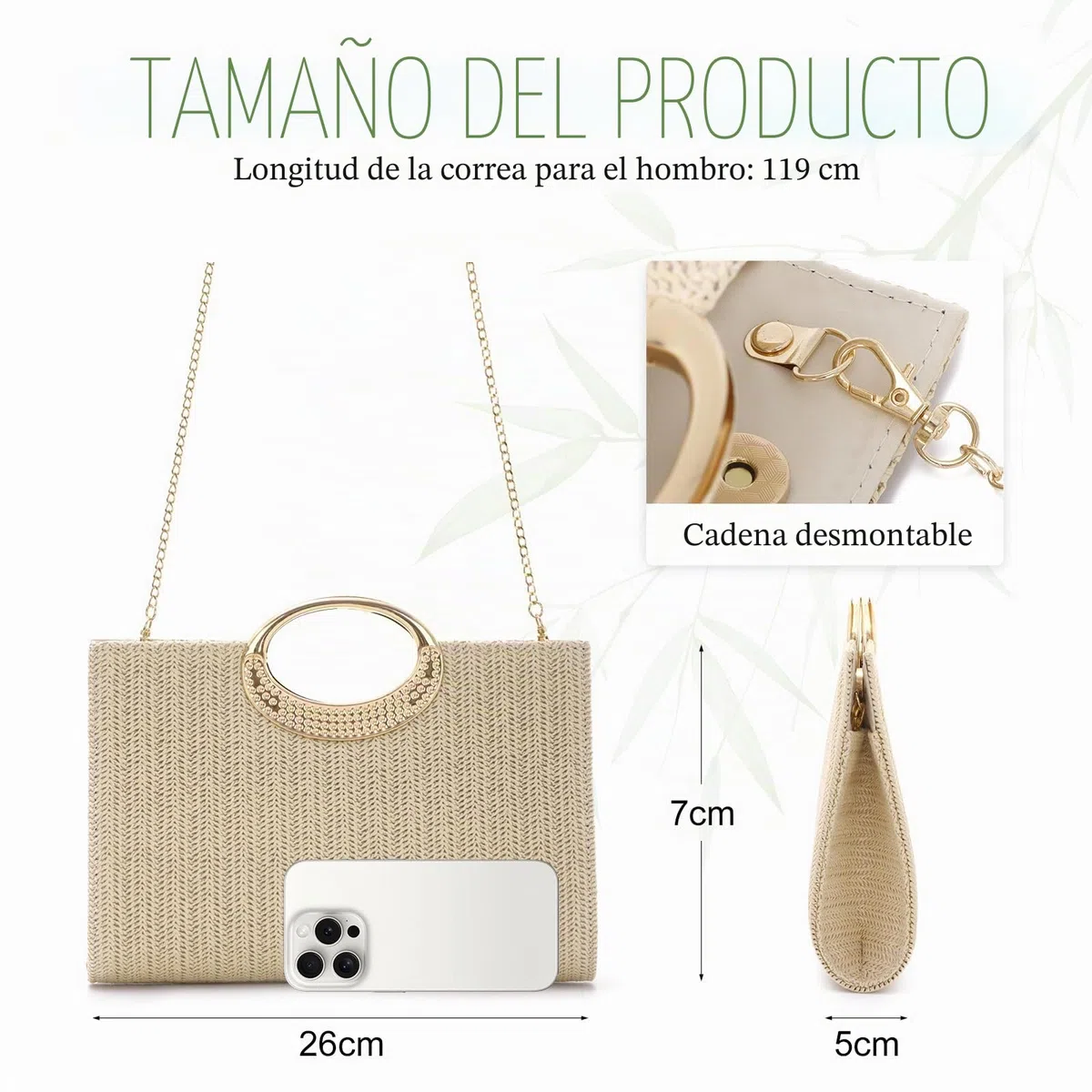 EVEOUT Clutch de Paja Trenzada para Mujer Boho Chic Bolso Tejido para Fiesta Bodas Verano Cartera de Mano Rafia Sintética para Playa Vacaciones