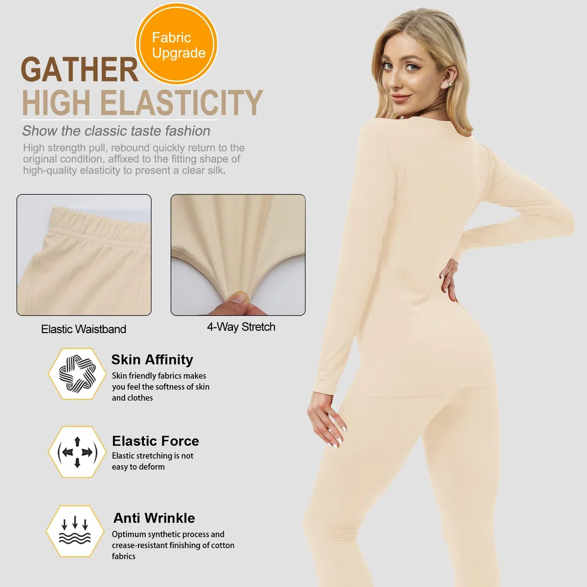 Conjuntos Térmicos Mujer Set, Camisetas Térmicas Ropa Pantalón Interior Función Deporte para Running Ciclismo Esquí Invierno