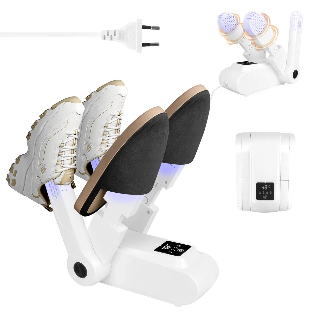 Secador De Zapatos Para 2 Pares, Secador Zapatos, Secador De Botas Con Temporizador, Calentador Eléctrico De Zapatos, Esterilización UV, Plegable Para Guantes, Zapatos, Calcetines