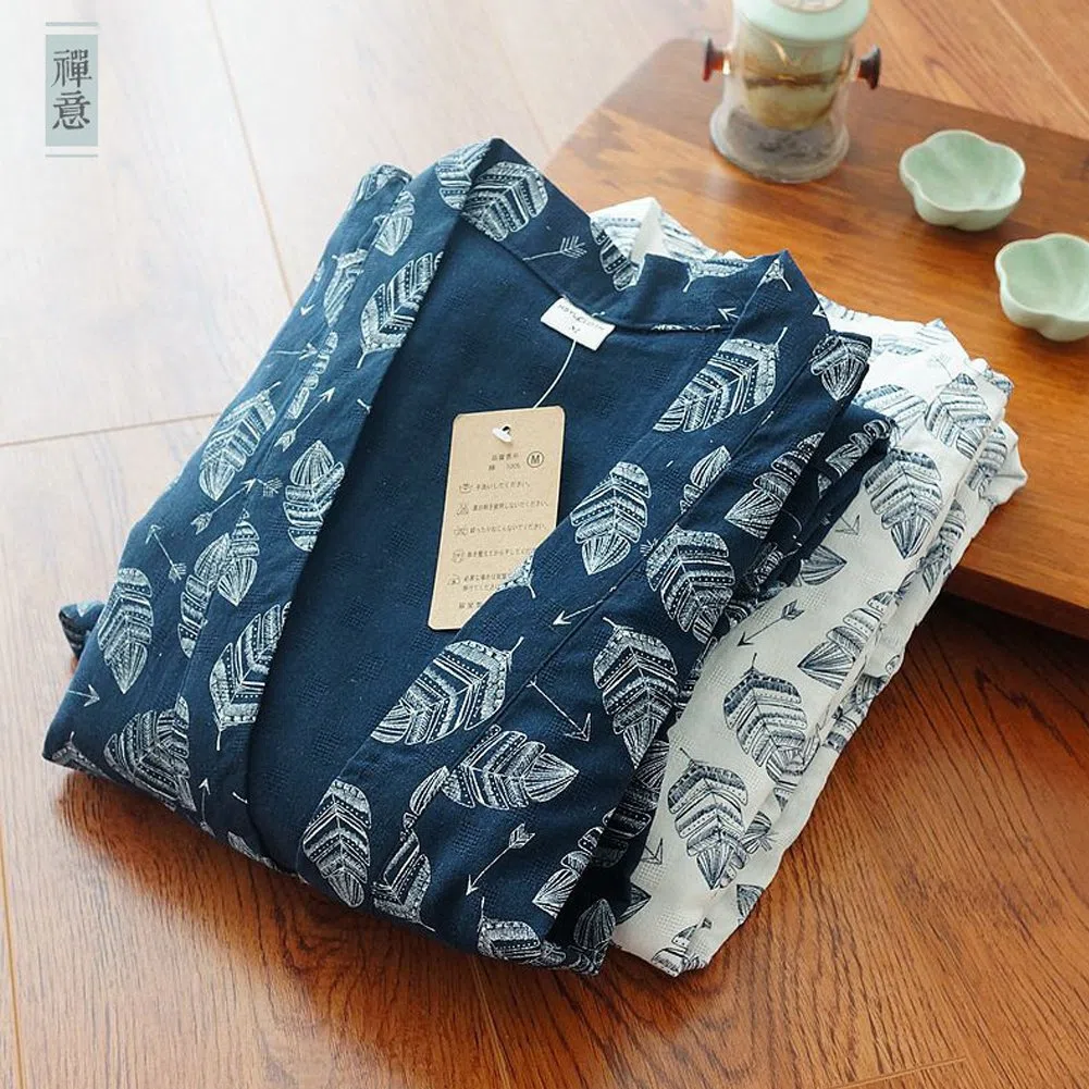Hombres Yukata Robes Kimono Robe Khan Vapor Ropa Pijamas # 07