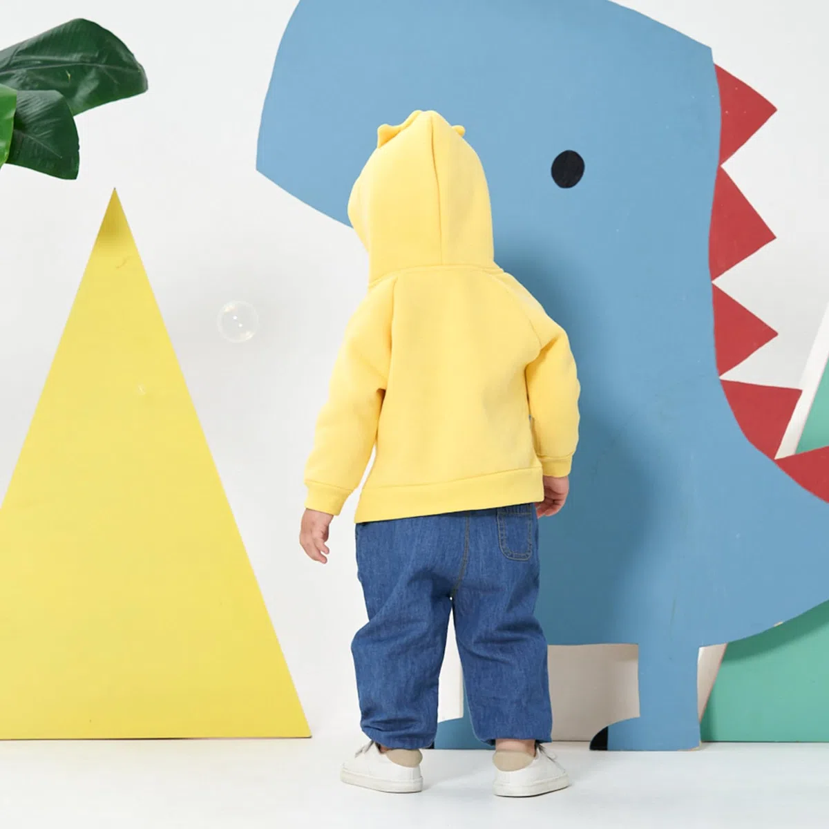 famuka Sudaderas con Capucha Bebé Niña Niño Color Liso Forro Polar Rana Conejo Pato (Amarillo, 12M)