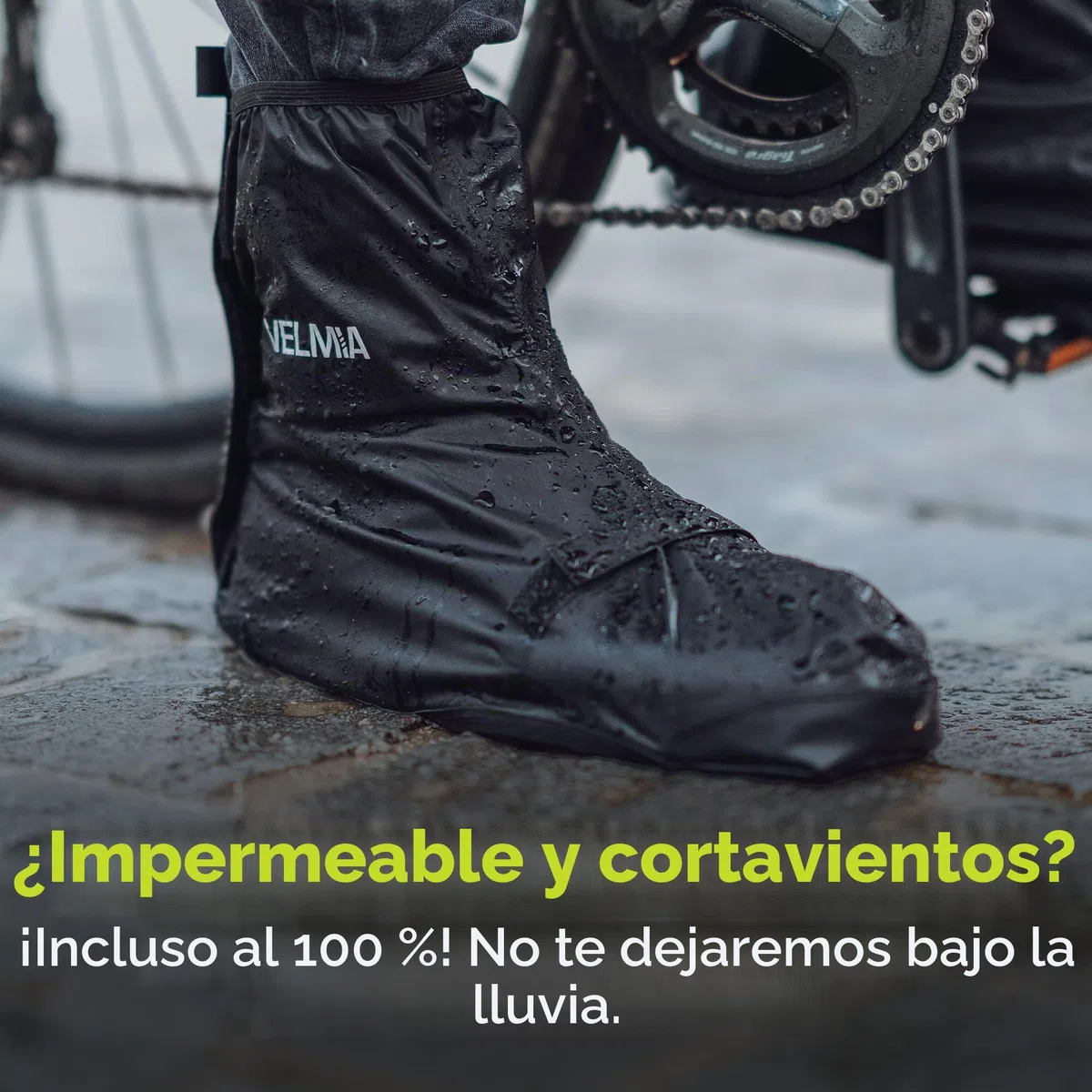 Velmia zapatos de protección contra la lluvia bicicleta con material reflectante y puntera reforzada I zapato cubre impermeable negro lluvia overshoes bicicleta