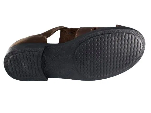 Sandalias de Cuero para Caballero, Estilo con Hebilla Ajustable, Color Marrón y Negro, Suela Antideslizante