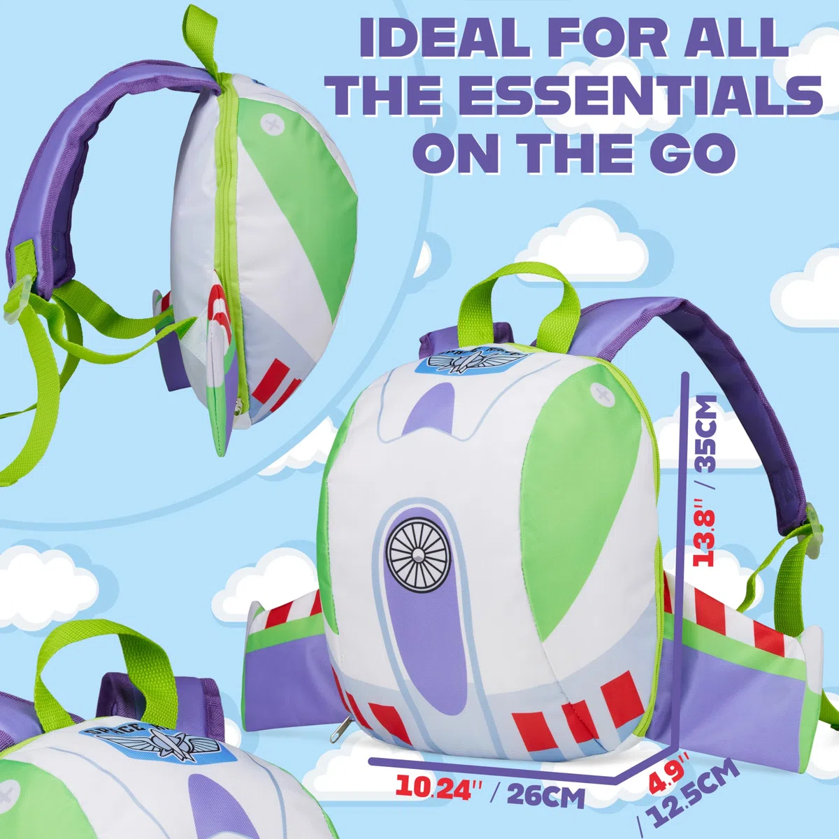 Disney Toy Story Mochila Infantil con Alas 3D Buzz Lightyear Mochila Guardería Preescolar Niños Ligera para Viajes Cole y Pijamadas