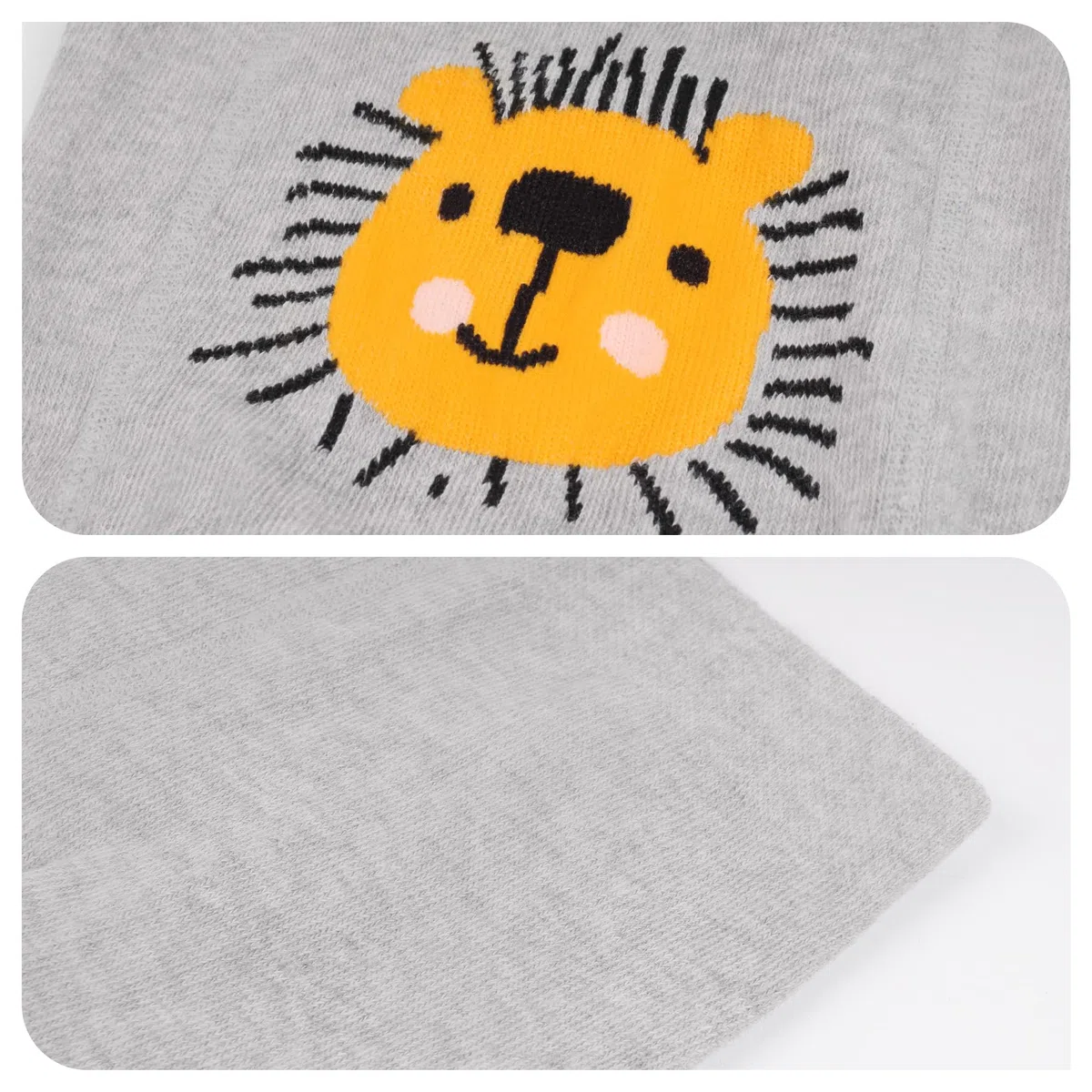 L&K-II Pack de 3 medias para gatear para bebé, niña, niño, con suela de ABS, antideslizantes, diseño de león 2731
