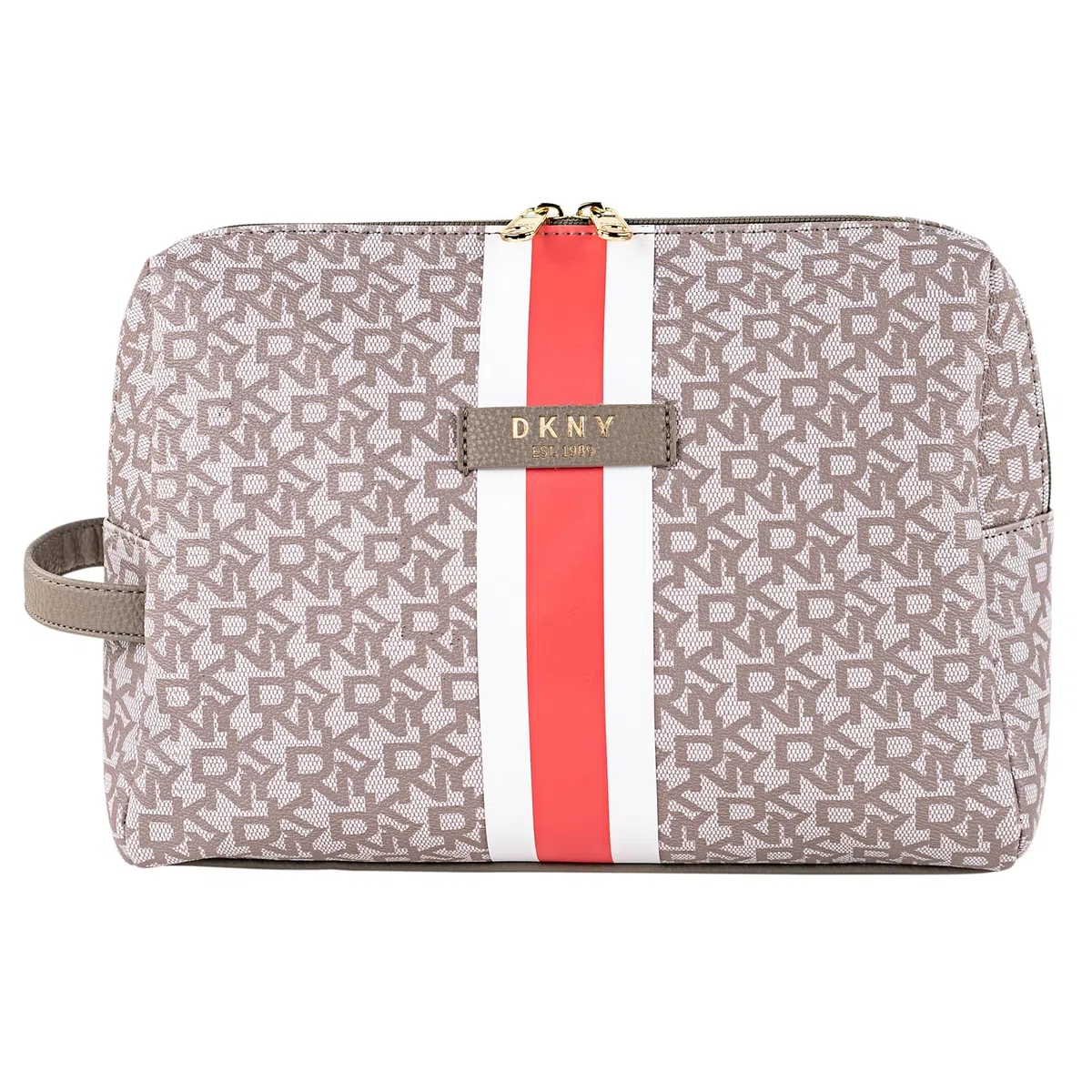 DKNY - Neceser Viaje Grande Mujer Bolsa Aseo Mujer Plegable Impermeable con Compartimentos Organizadores para Cosméticos y Accesorios de Higiene, Coral